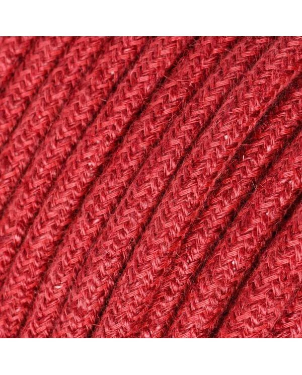 Textilkabel, kirschrot, aus Jute - Das Original von Creative-Cables - RN24 rund 2x0,75mm / 3x0,75mm