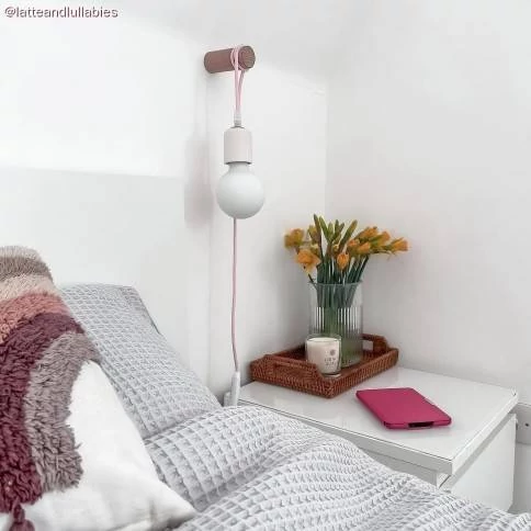 Fermaluce Flex 30 Leuchte mit Mini Baldachin mit Schalter und Strahler mit Tub-E14 Lampenschirm