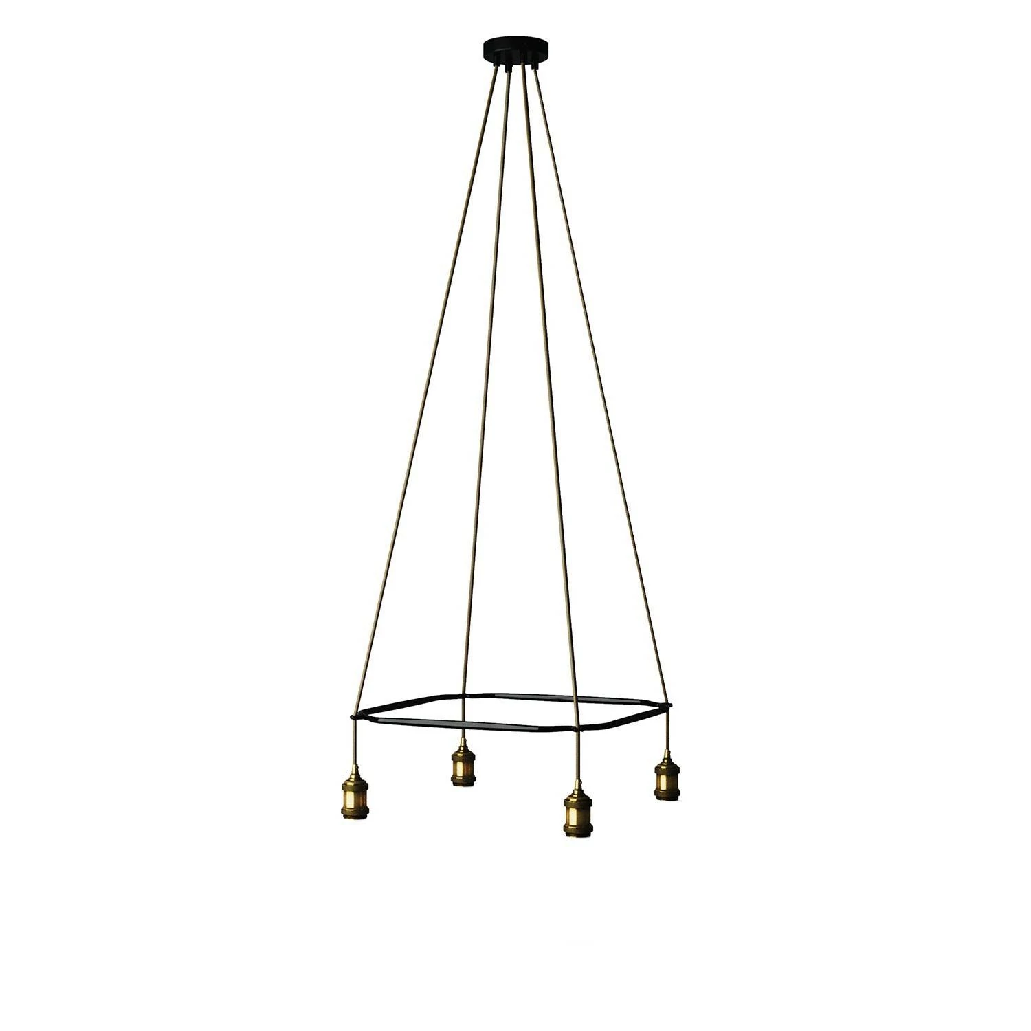 Deckenleuchte Cage Crystal mit 4 Aufhängungen - Messing