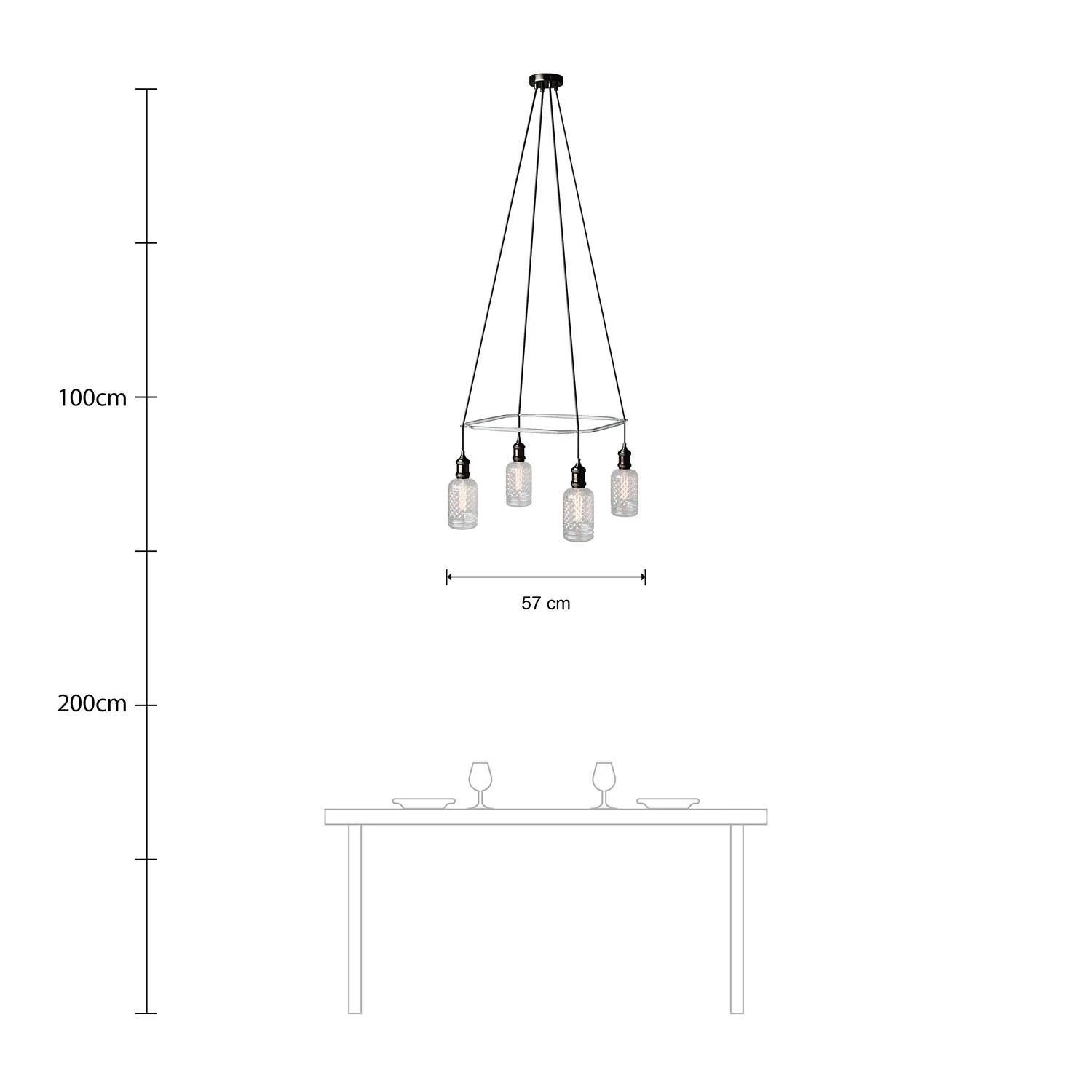 Deckenleuchte Cage Crystal mit 4 Aufhängungen