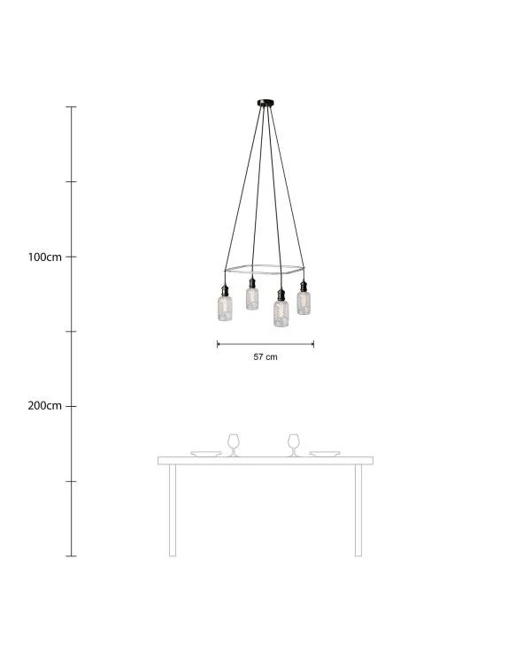 Deckenleuchte Cage Crystal mit 4 Aufhängungen