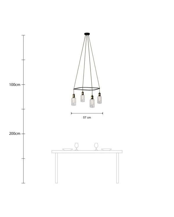 Deckenleuchte Cage Crystal mit 4 Aufhängungen