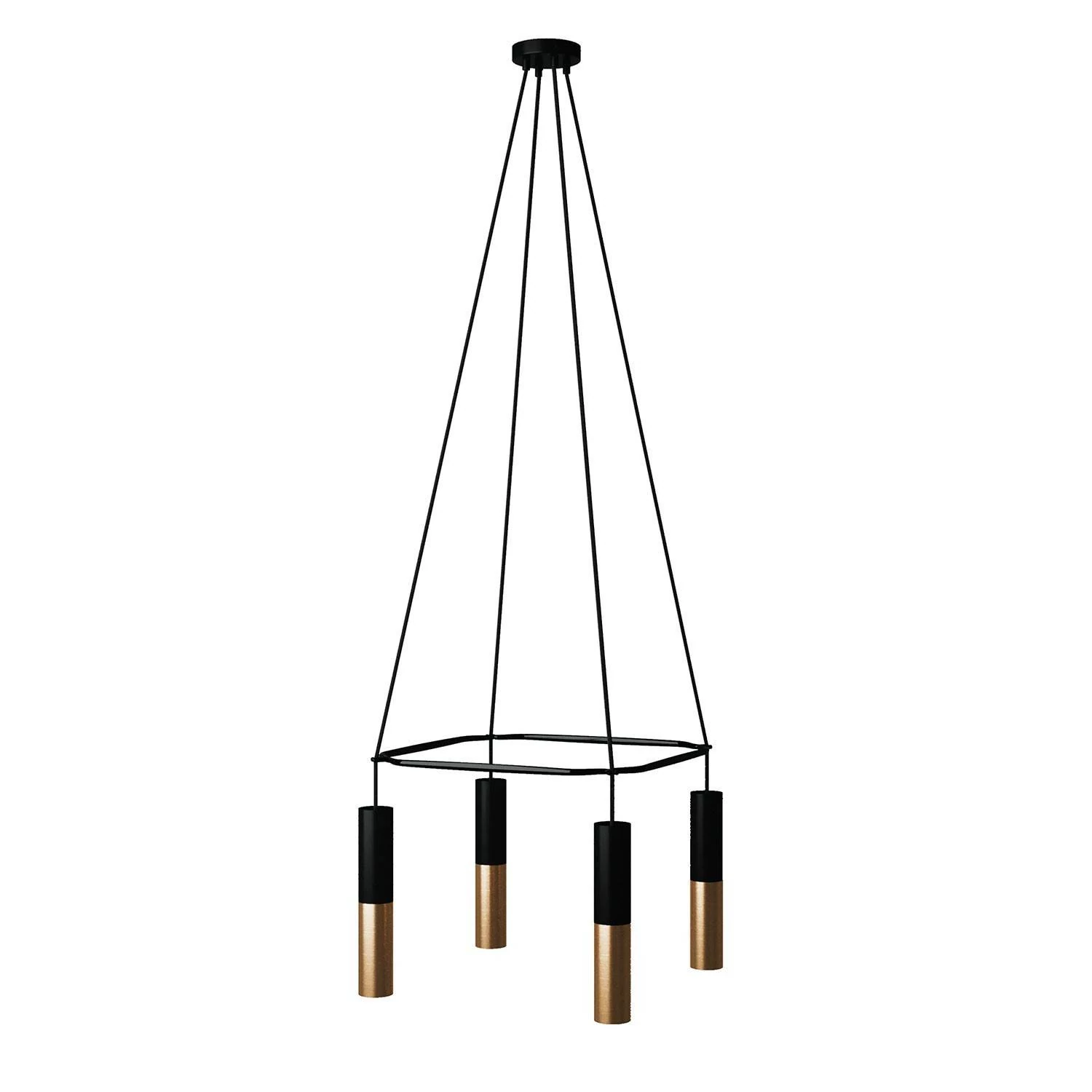 Deckenleuchte Cage Doppel Tub-E14 mit 4 Aufhängungen - Schwarz - Bronze satiniert