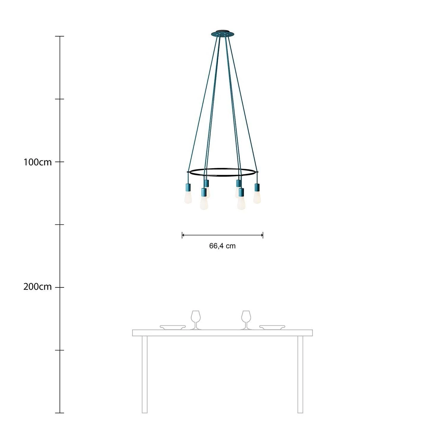 Deckenleuchte Cage Edison ST64 mit 6 Aufhängungen