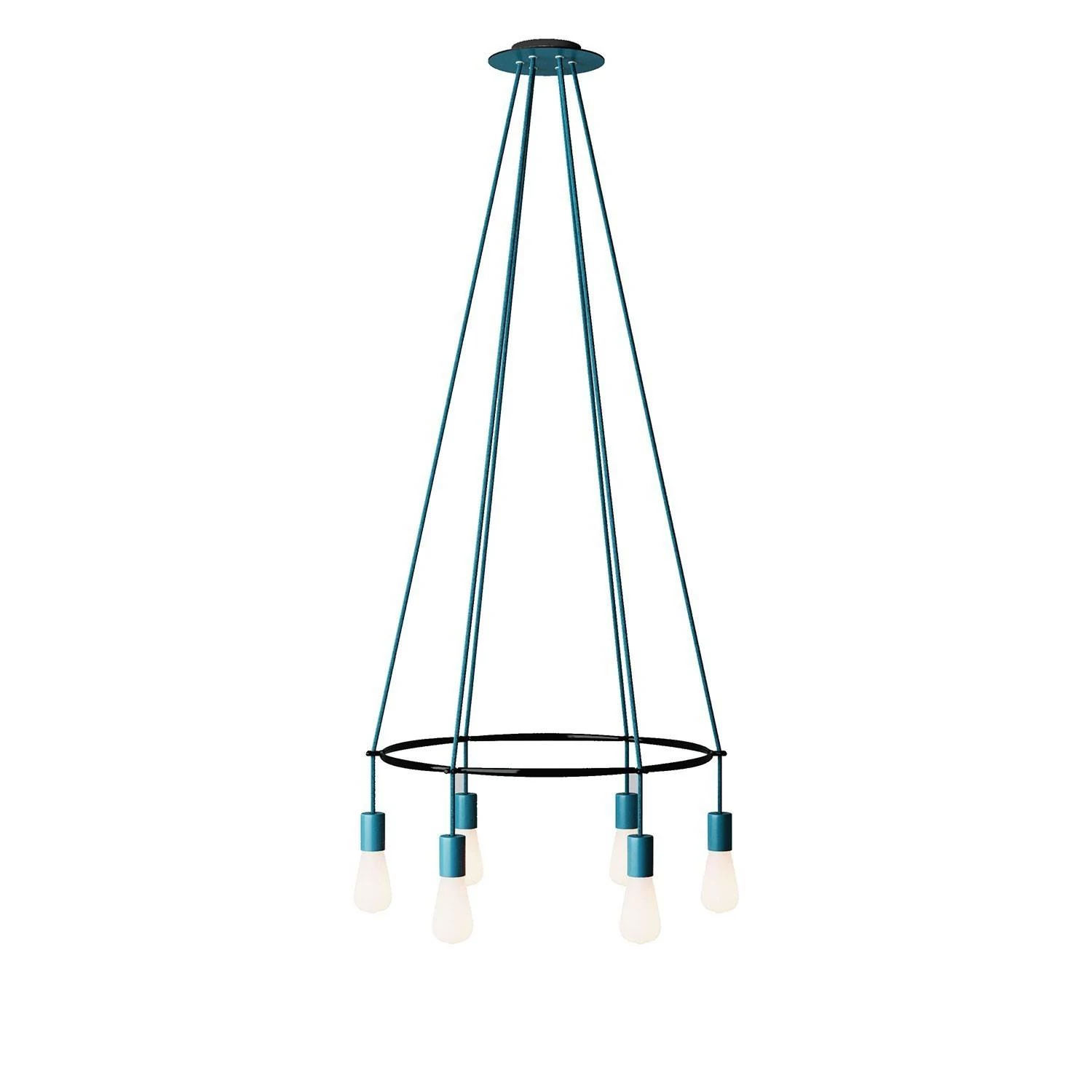Deckenleuchte Cage Edison ST64 mit 6 Aufhängungen - Petrolblau