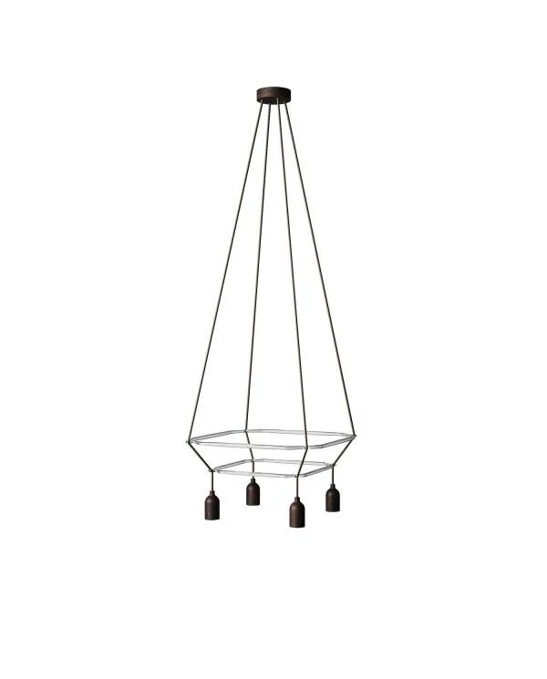 Deckenleuchte 2 Cage Bumped Globe mit 4 Aufhängungen