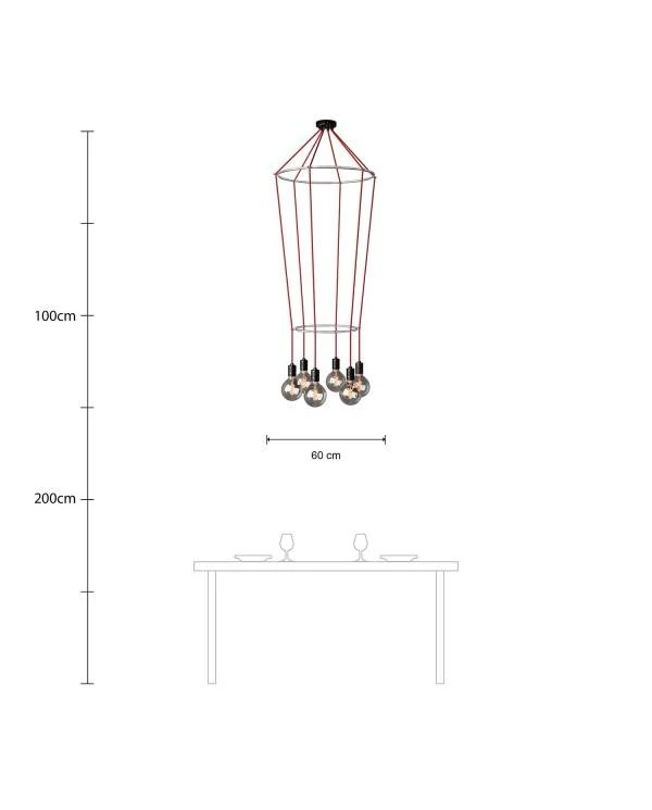 Deckenleuchte 2 Cage Globe mit 6 Aufhängungen