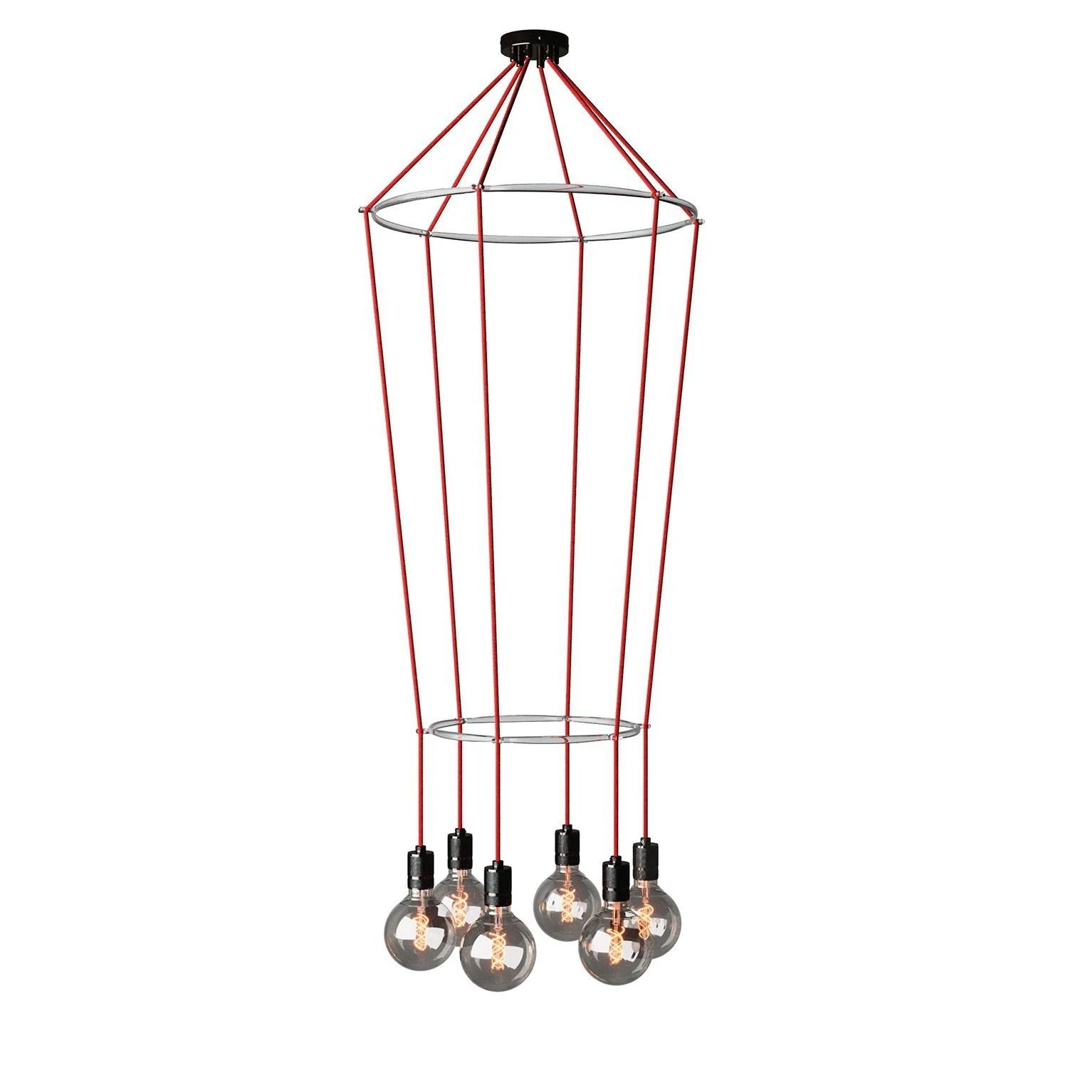 Deckenleuchte 2 Cage Globe mit 6 Aufhängungen - Rotguss