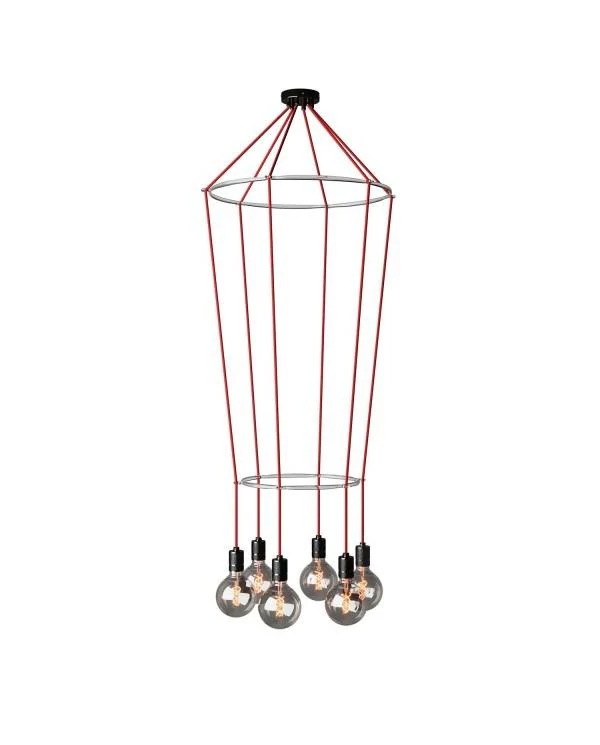 Deckenleuchte 2 Cage Globe mit 6 Aufhängungen