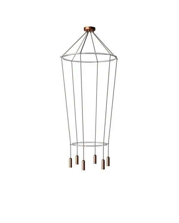 Deckenleuchte 2 Cage P-Light mit 6 Aufhängungen