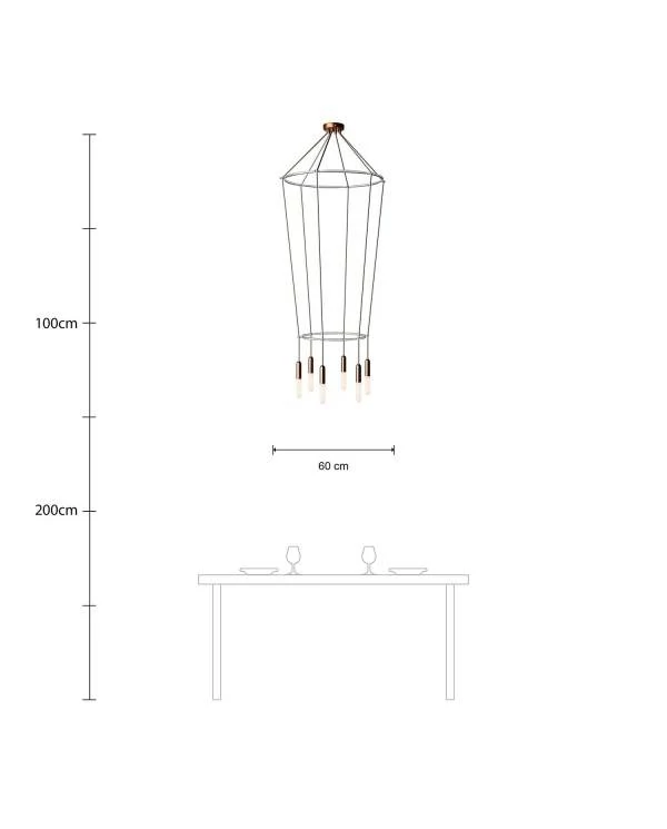 Deckenleuchte 2 Cage P-Light mit 6 Aufhängungen