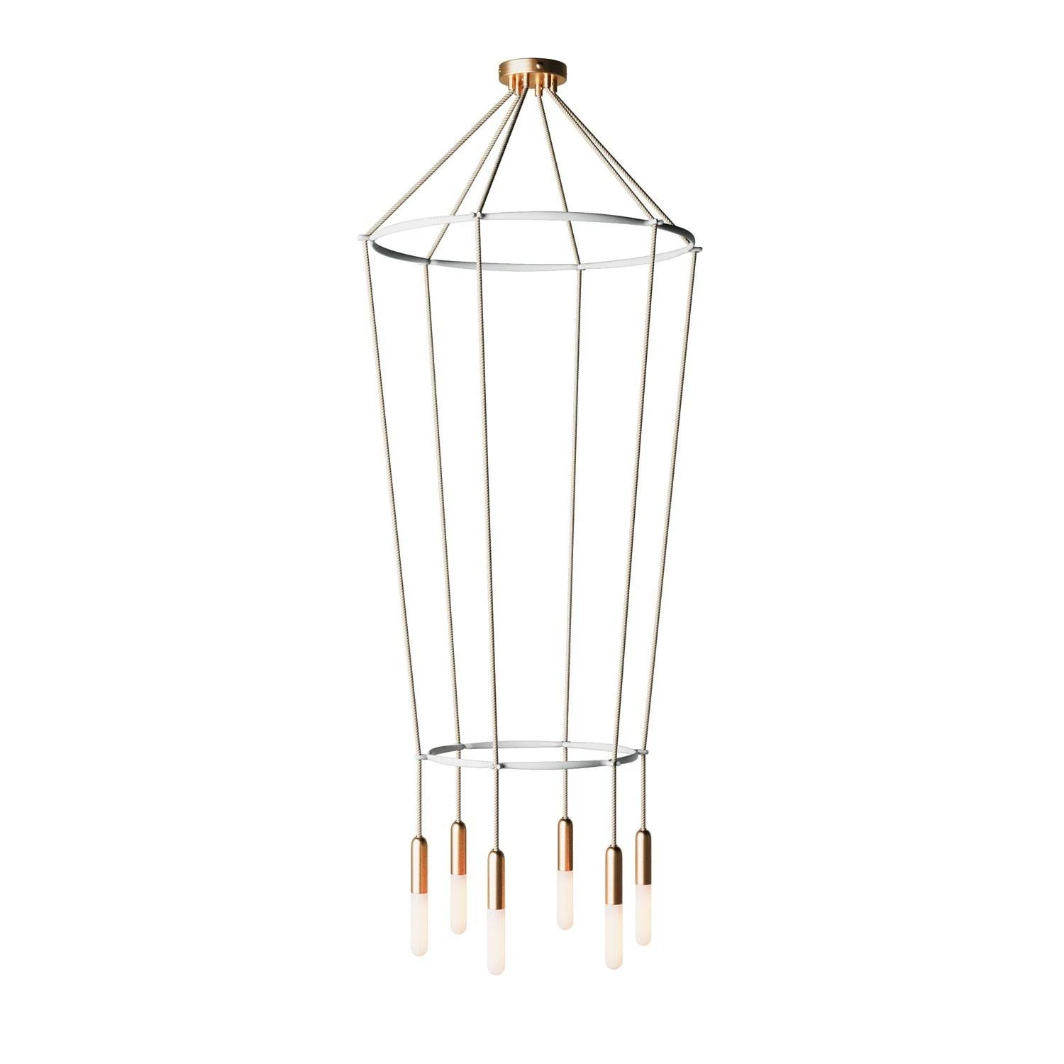 Deckenleuchte 2 Cage P-Light mit 6 Aufhängungen - Bronze satiniert