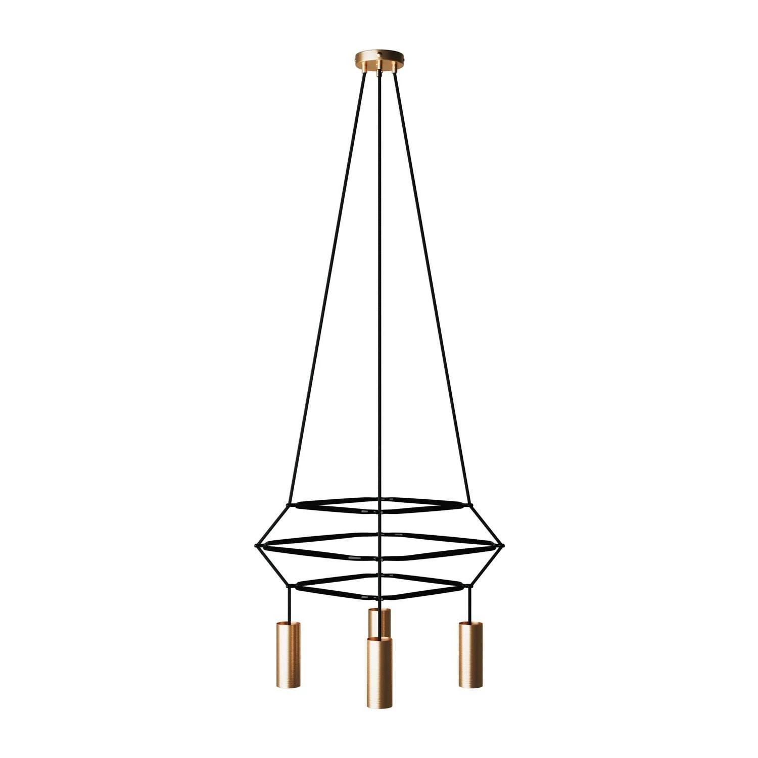 Deckenleuchte 3 Cage Tub-E14 mit 4 Aufhängungen - Bronze satiniert