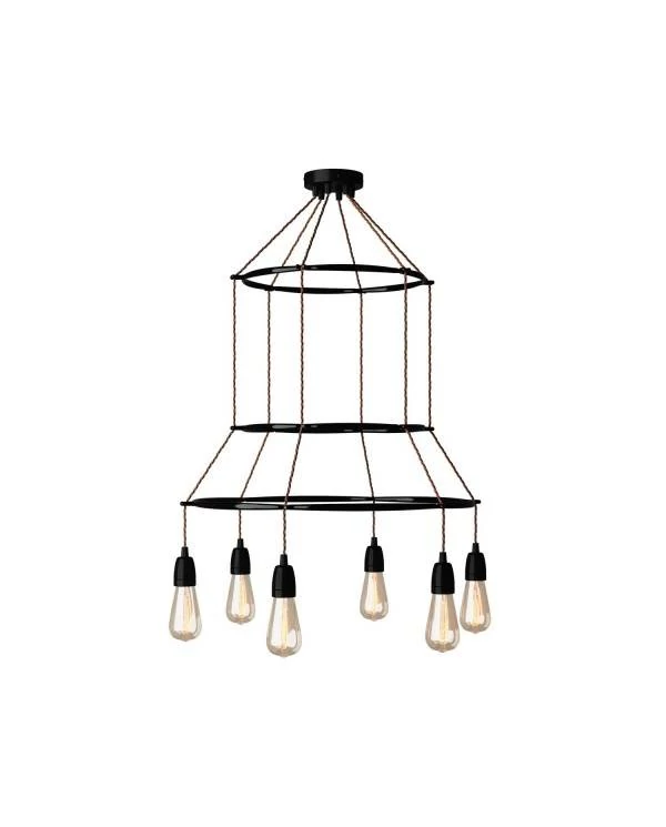 Deckenleuchte 3 Cage Edison ST64 mit 6 Aufhängungen
