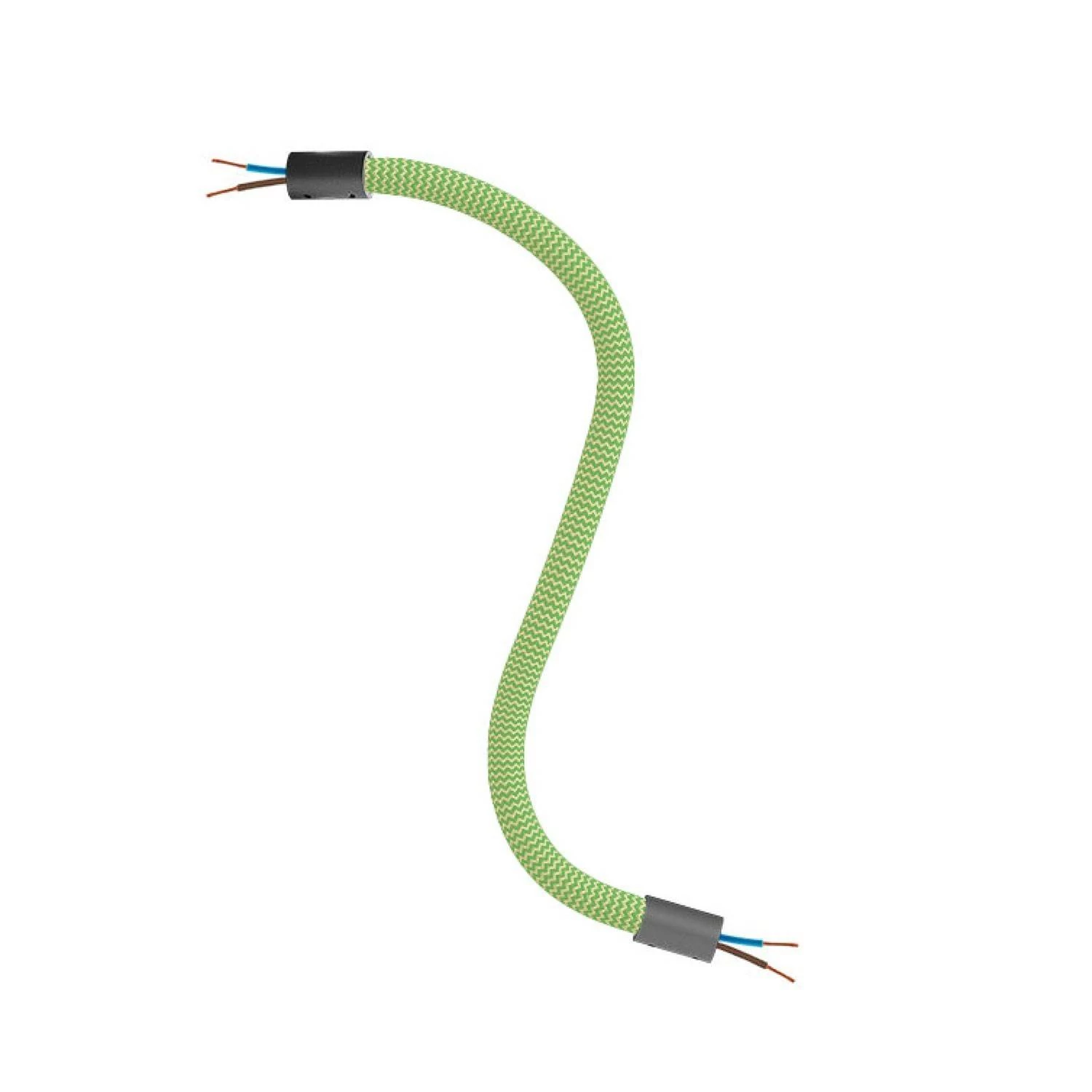 Kit Creative Flex flexibles gewebeummanteltes Kabelrohr, RM77 grasgrün mit Metallenden - Schwarz