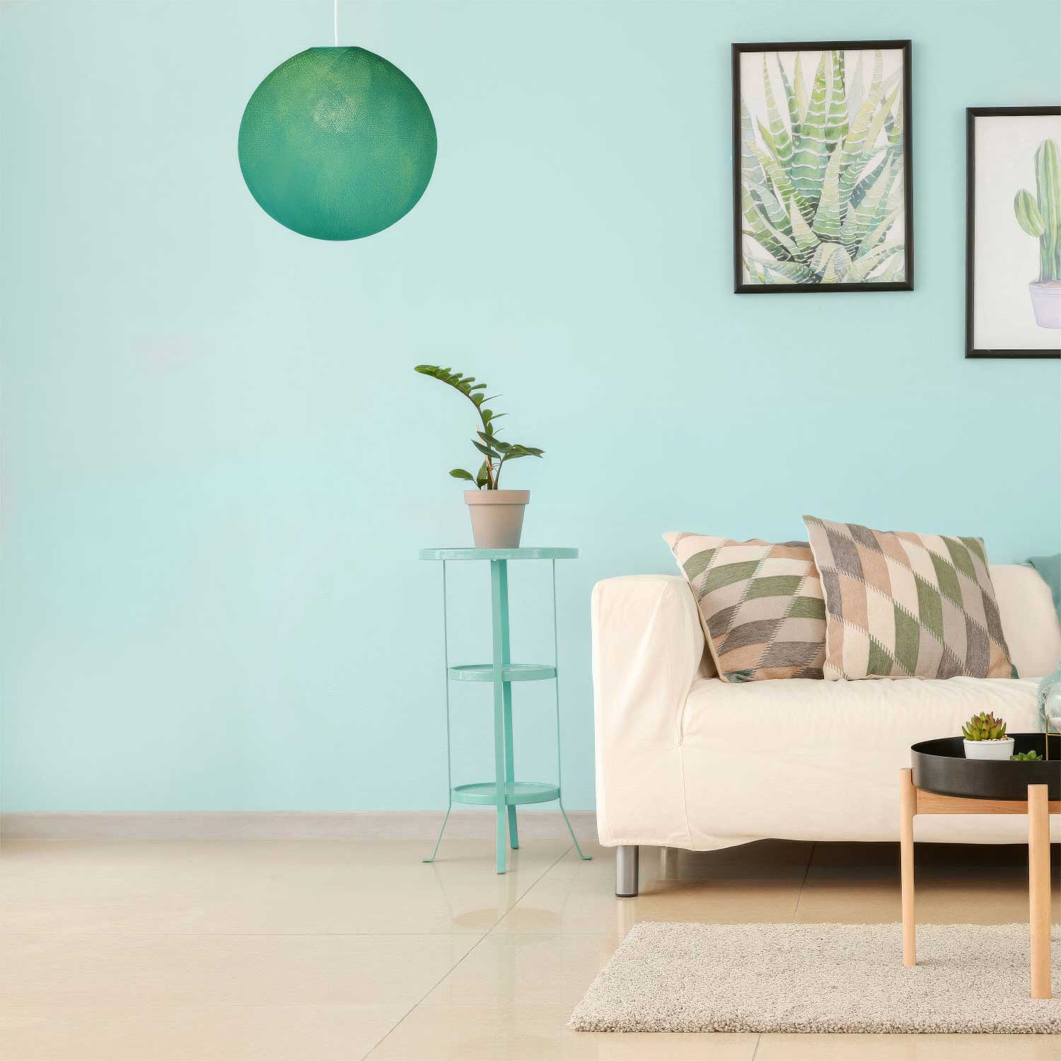 Paralume Sfera in filo 100% fatto a mano - Poliestere Turchese