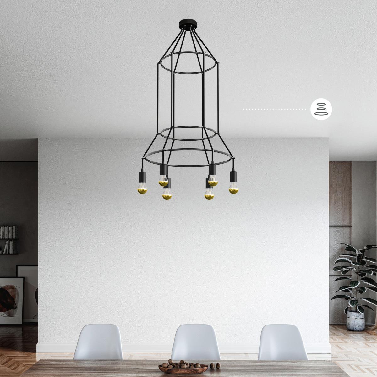 CHANDELIER 3 CAGE ROUND 6 10157