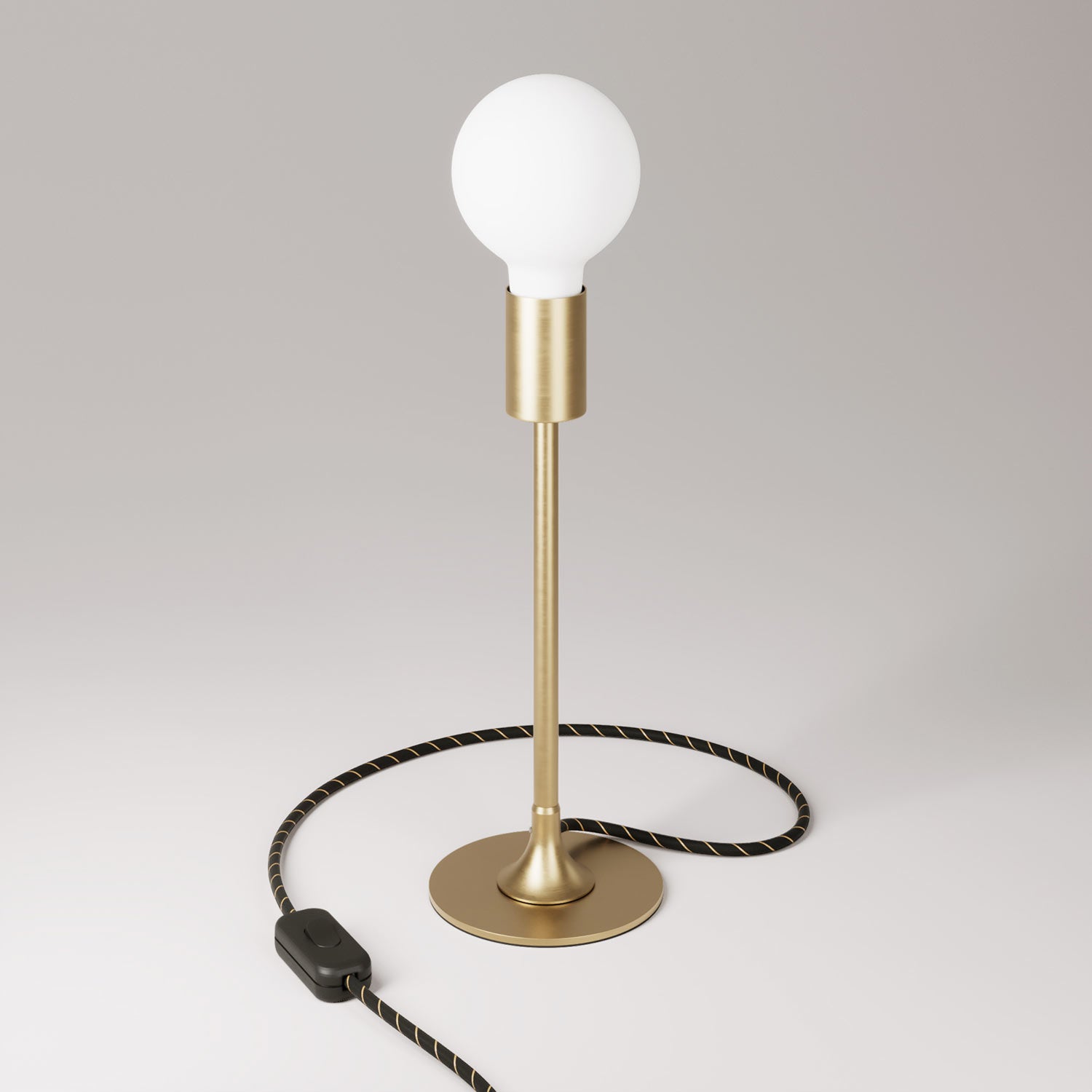 Lampada da tavolo MAG-Y con base metallica tonda e spina UK - Bronzo satinato