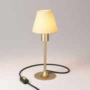 Lampada da tavolo MAG-Y con base metallica tonda, paralume e spina UK - Bronzo satinato