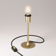 Lampada da tavolo MAG-Y con base metallica tonda, predisposizione per paralume e spina UK - Bronzo satinato