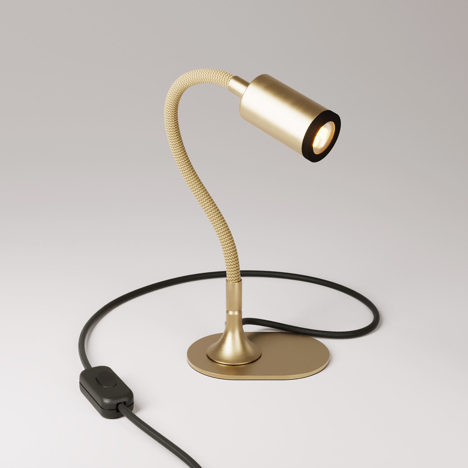 Lampada da scrivania MAG-Y con Flex, base metallica ovale, luce spot e spina UK - Bronzo satinato