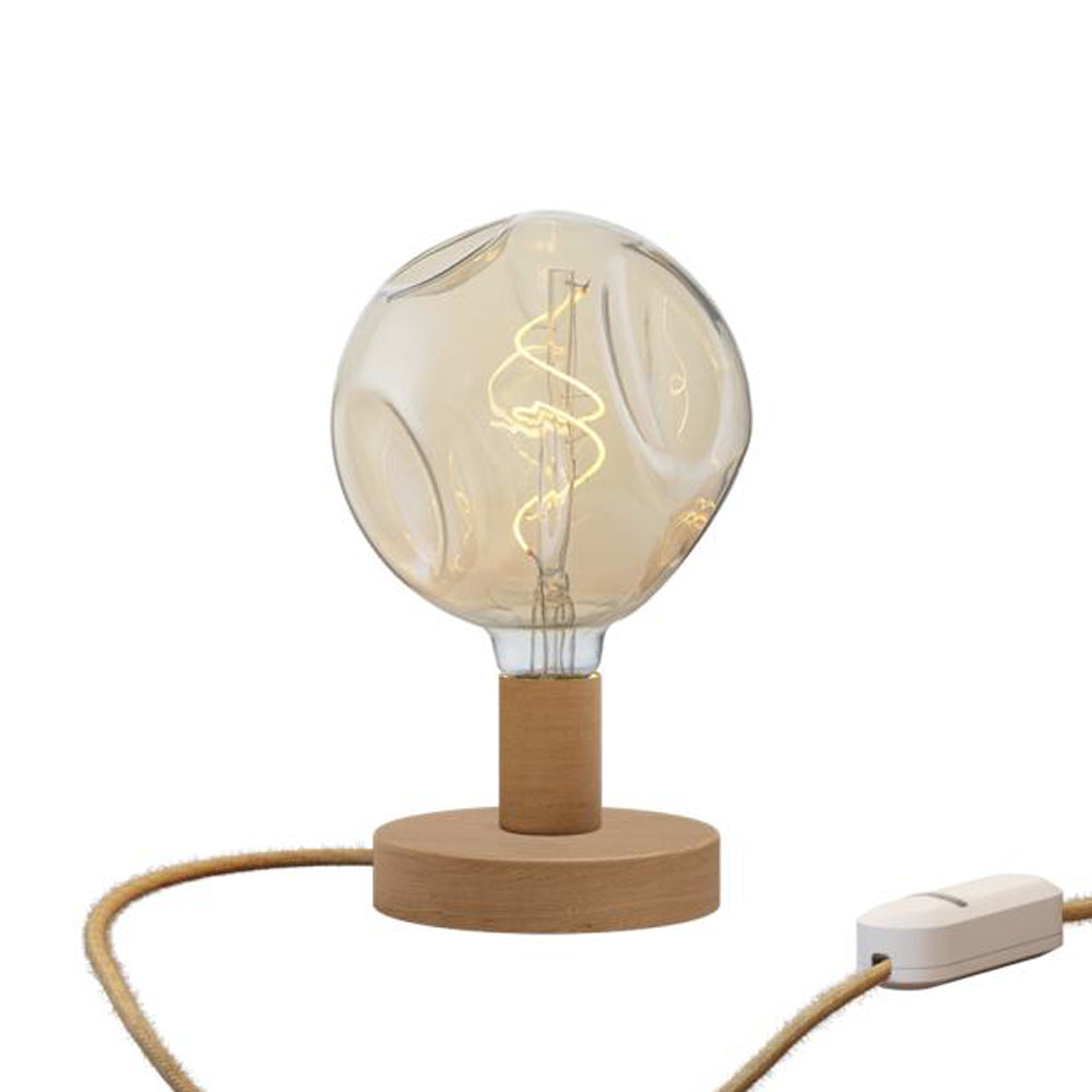Lampada da tavolo Posaluce Bumped in legno e spina UK - Neutro Dimmer