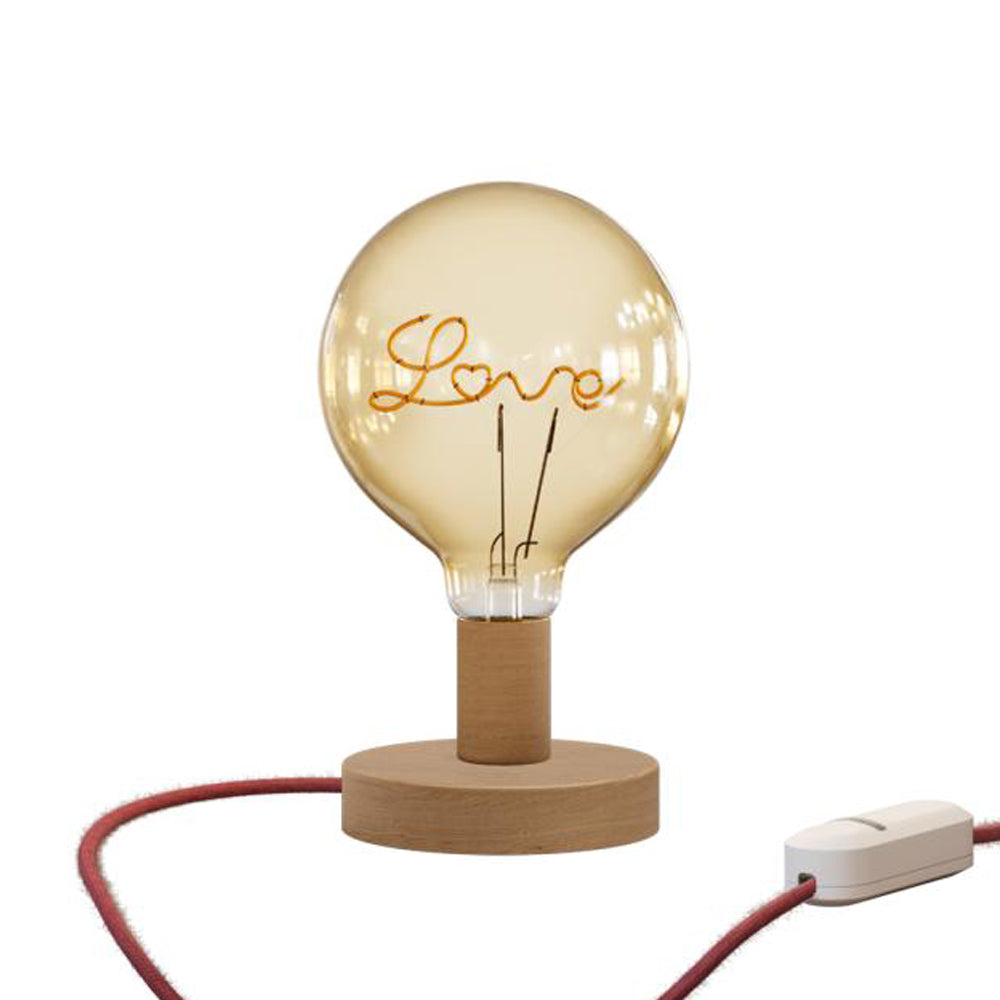 Lampada da tavolo Posaluce Love in legno e spina UK - Neutro Dimmer