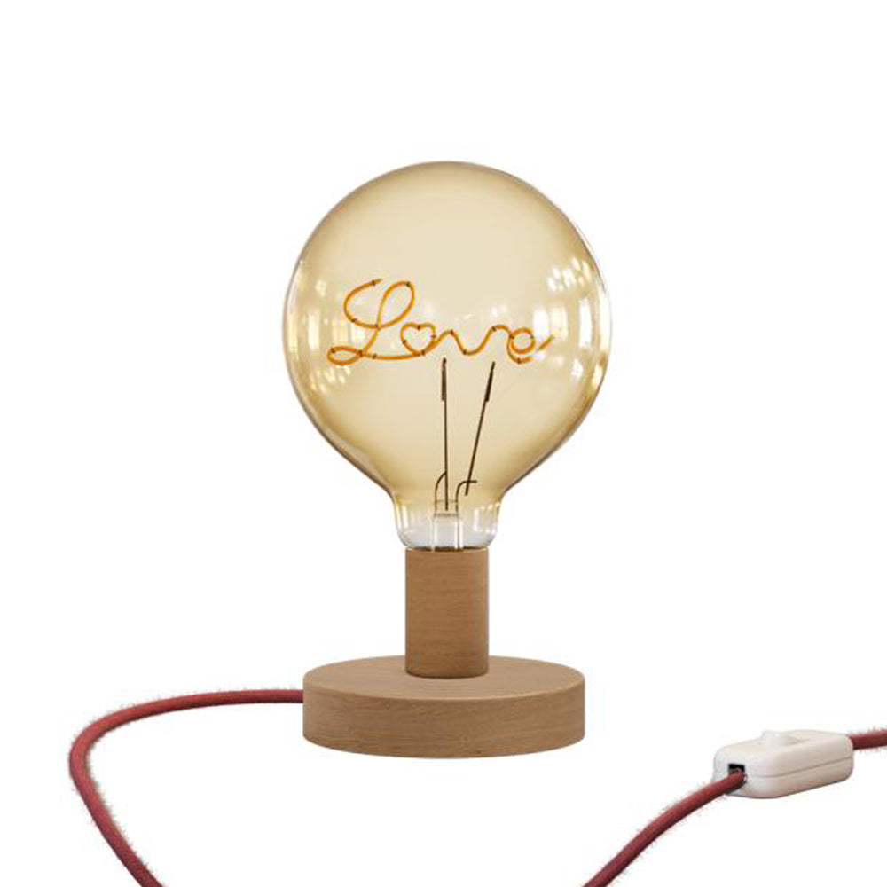 Lampada da tavolo Posaluce Love in legno e spina UK - Neutro Interruttore
