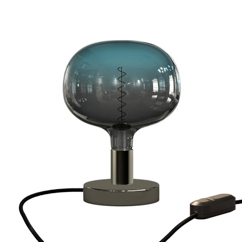 Lampada da tavolo Posaluce Cobble in metallo e spina UK - Nero perla Dimmer