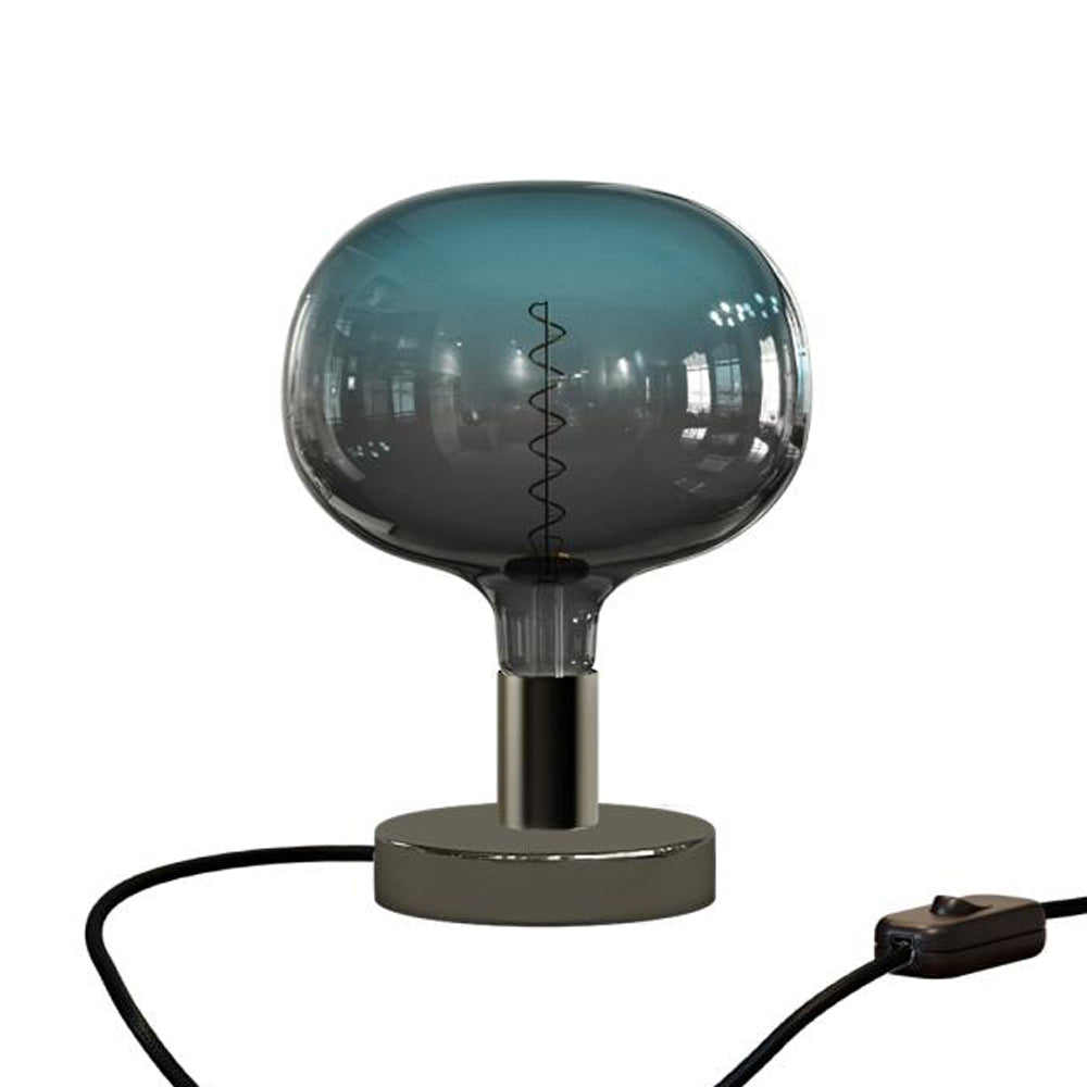 Lampada da tavolo Posaluce Cobble in metallo e spina UK - Nero perla Interruttore
