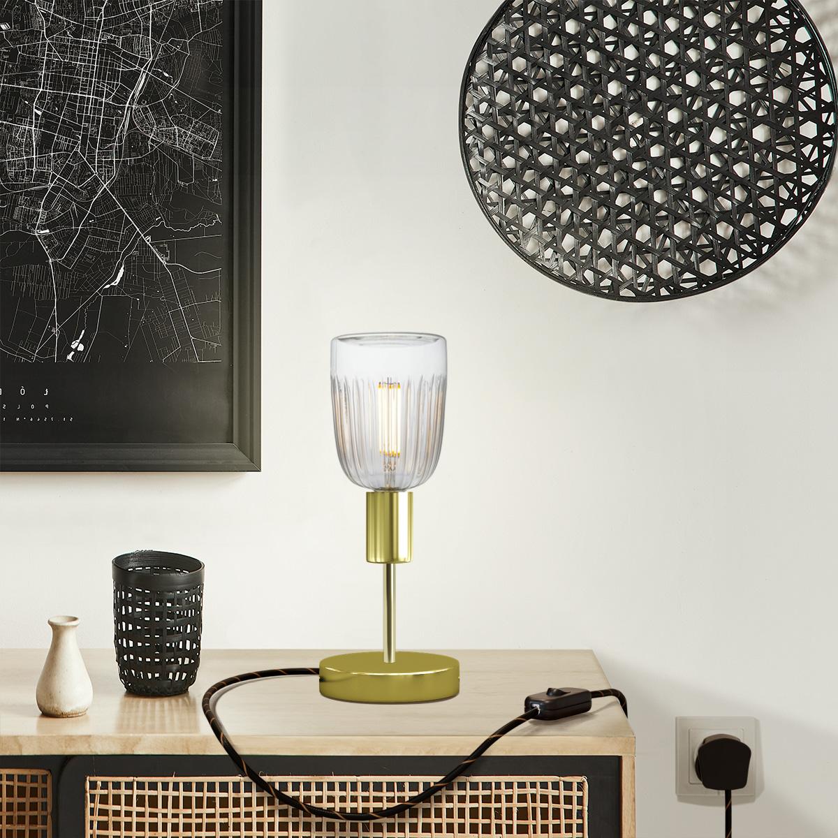 Lampada da tavolo Alzaluce Tiche in metallo e spina UK - Ottone Interruttore