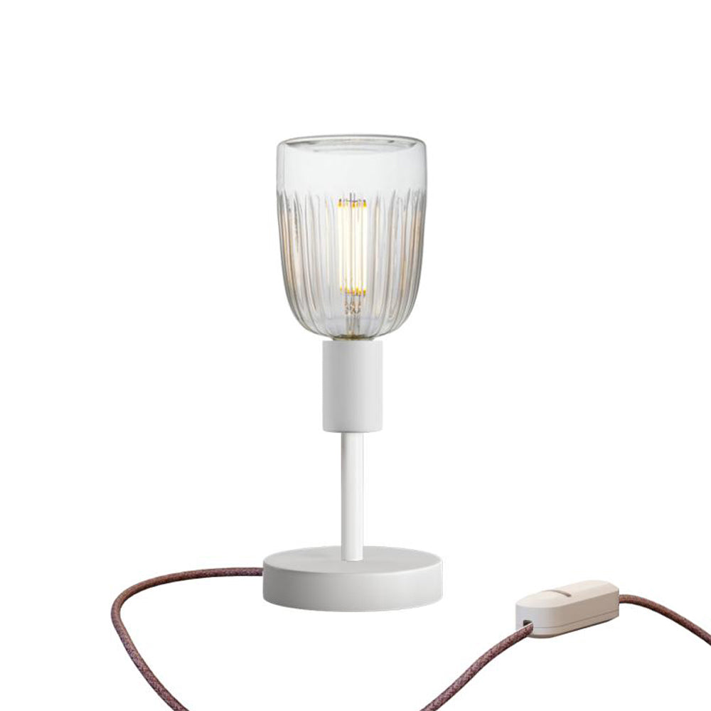 Lampada da tavolo Alzaluce Tiche in metallo e spina UK - Bianco opaco Dimmer
