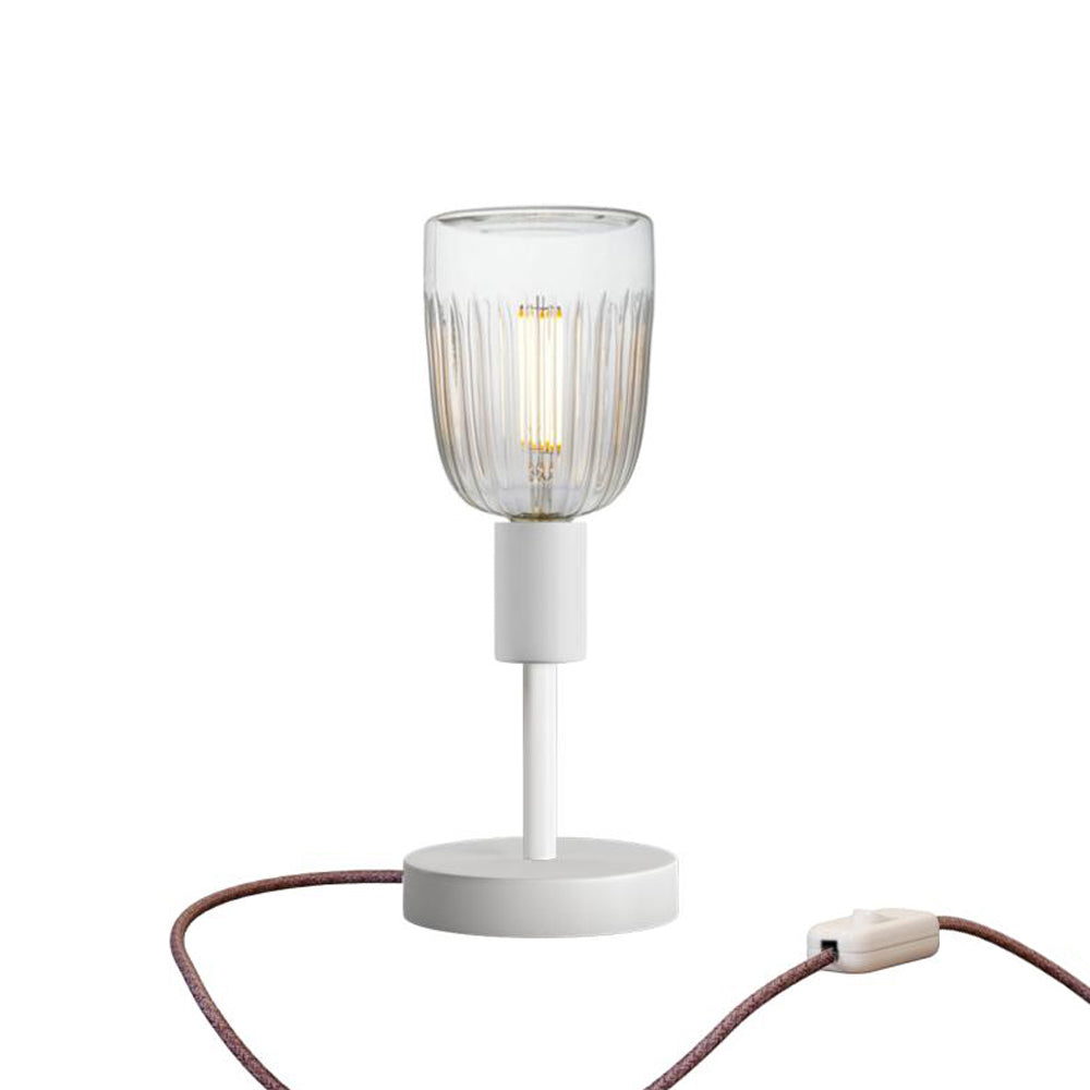 Lampada da tavolo Alzaluce Tiche in metallo e spina UK - Bianco opaco Interruttore