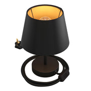 Alzaluce con paralume Impero, lampada da tavolo in metallo e spina UK - Cinette nero 10 cm