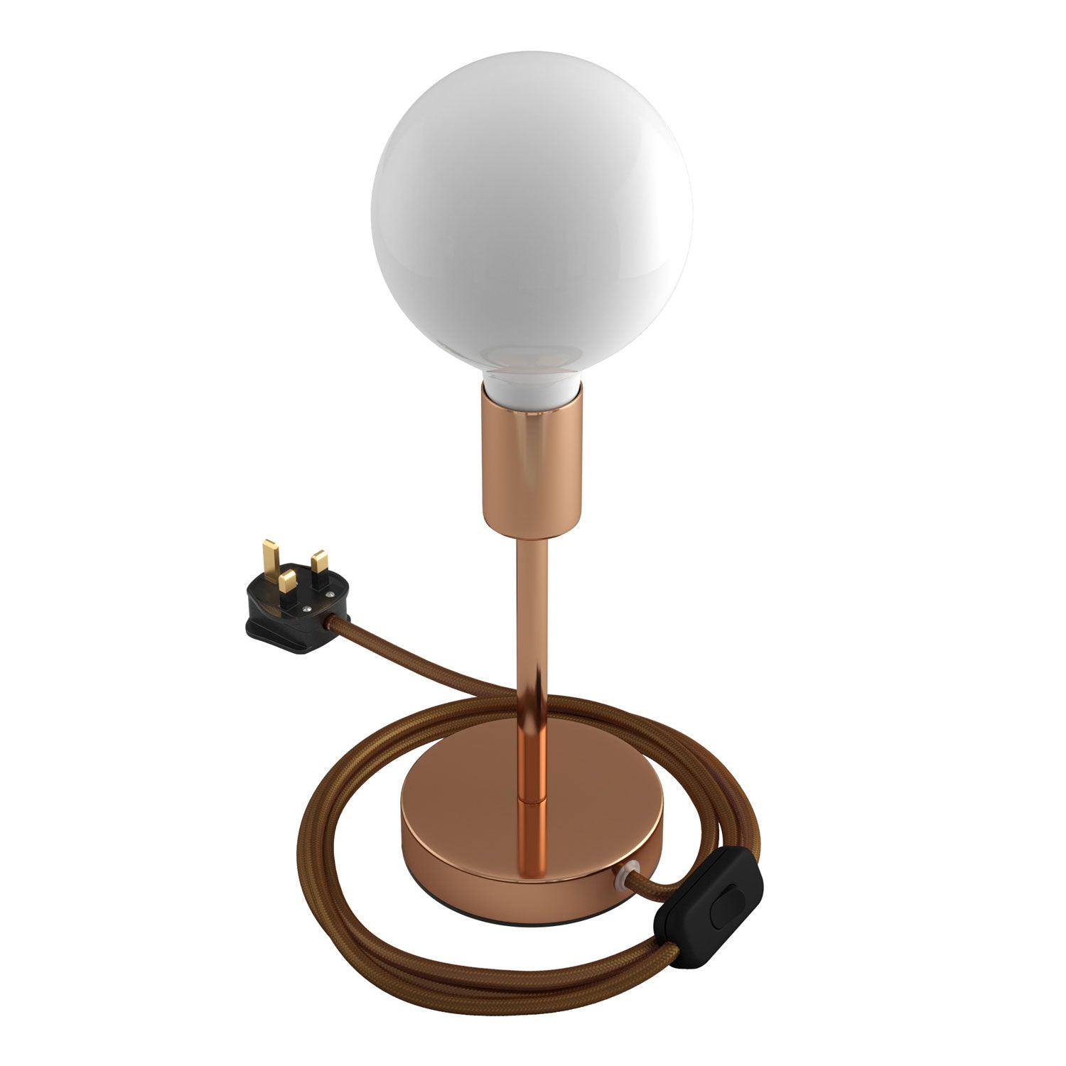 Alzaluce - Lampada da tavolo in metallo e spina UK - Rame 15 cm