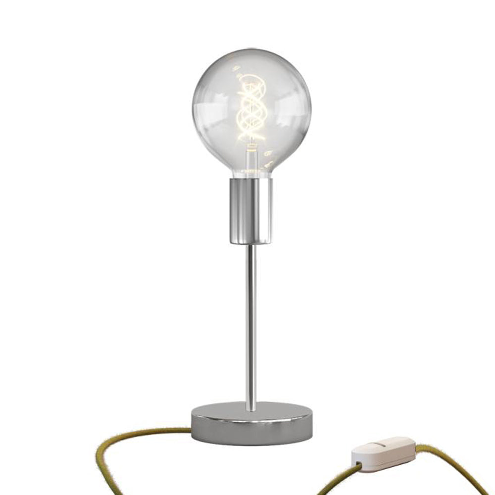 Lampada da tavolo Alzaluce Globo in metallo e spina UK - Cromo Dimmer