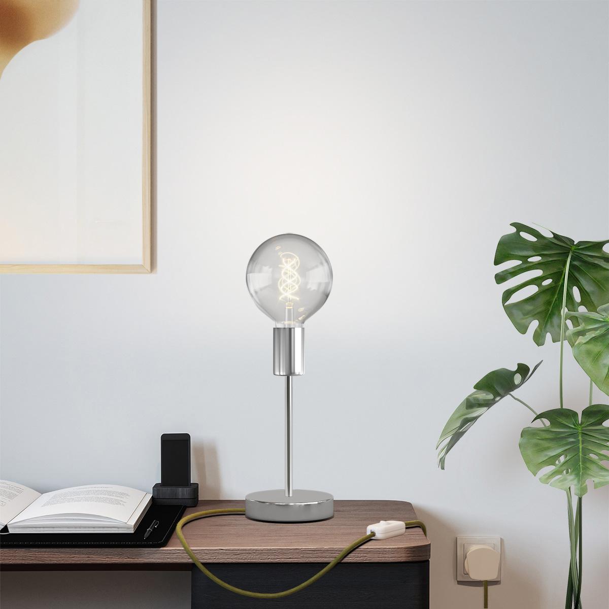 Lampada da tavolo Alzaluce Globo in metallo e spina UK - Cromo Interruttore
