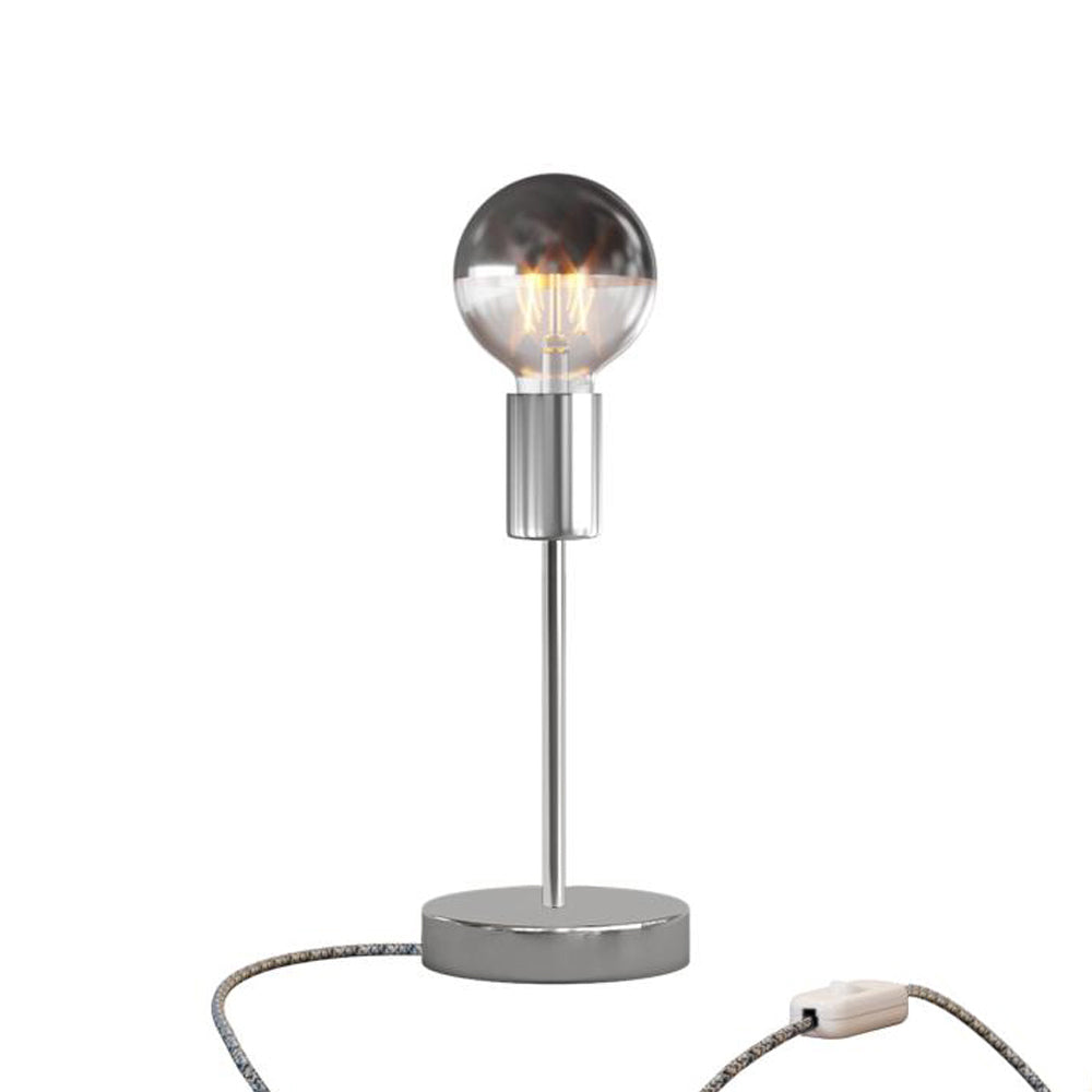 Lampada da tavolo Alzaluce Half Cup in metallo e spina UK - Cromo Interruttore