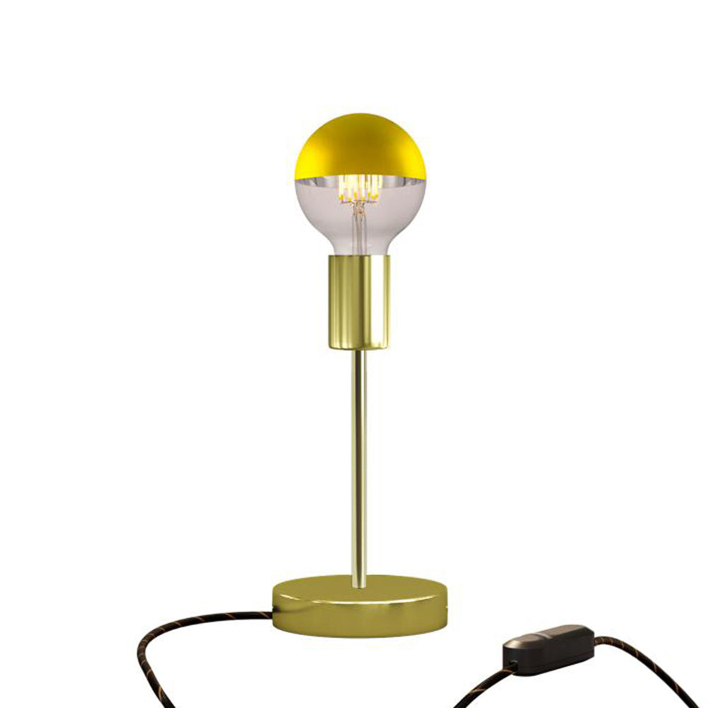 Lampada da tavolo Alzaluce Half Cup in metallo e spina UK - Ottone Dimmer
