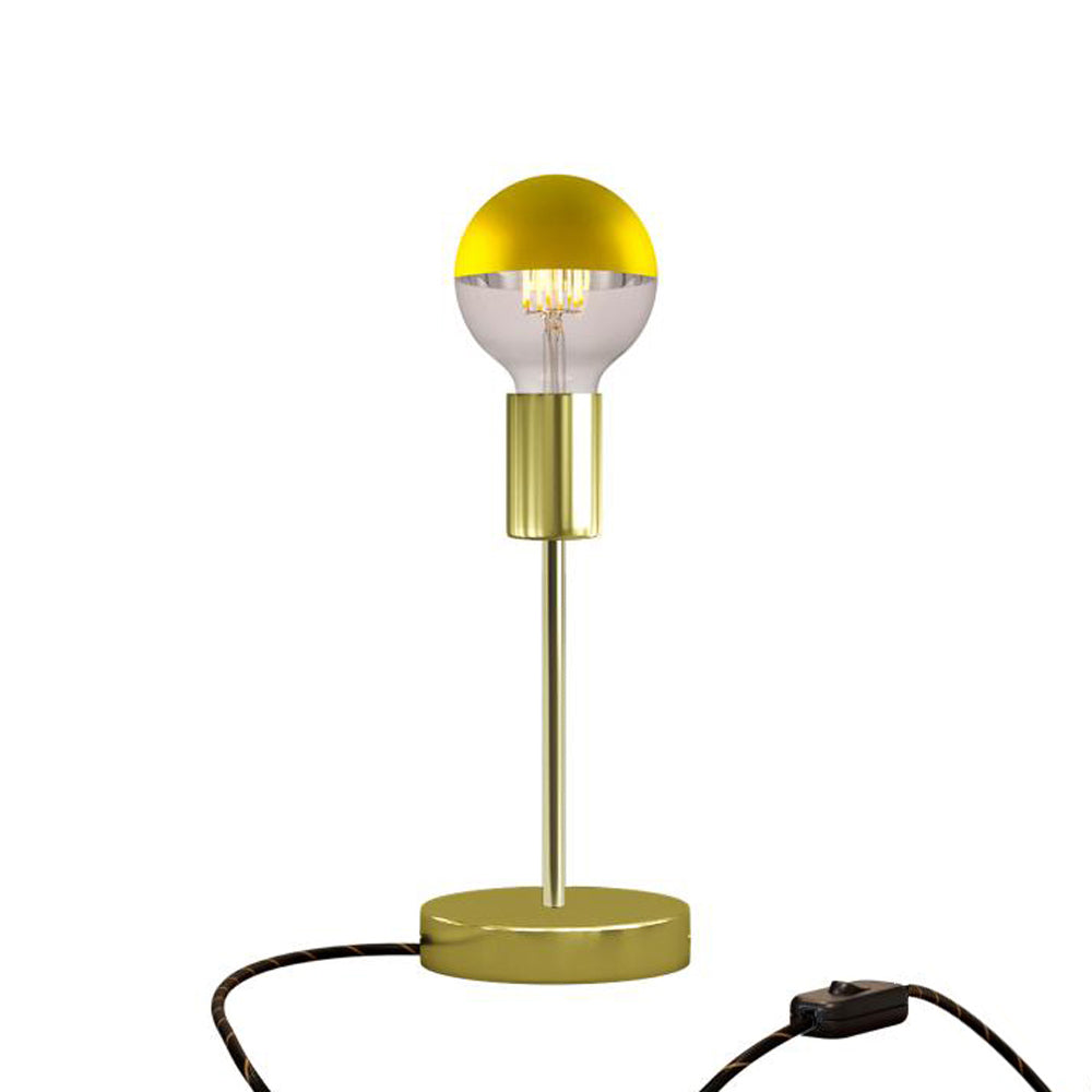 Lampada da tavolo Alzaluce Half Cup in metallo e spina UK - Ottone Interruttore