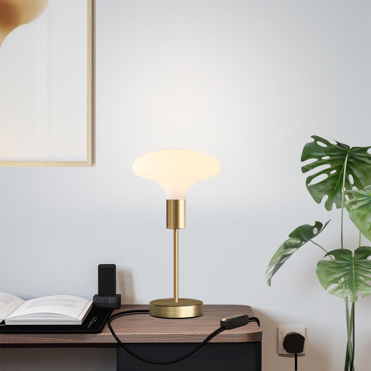 Lampada da tavolo Alzaluce Idra in metallo e spina UK - Bronzo satinato Dimmer