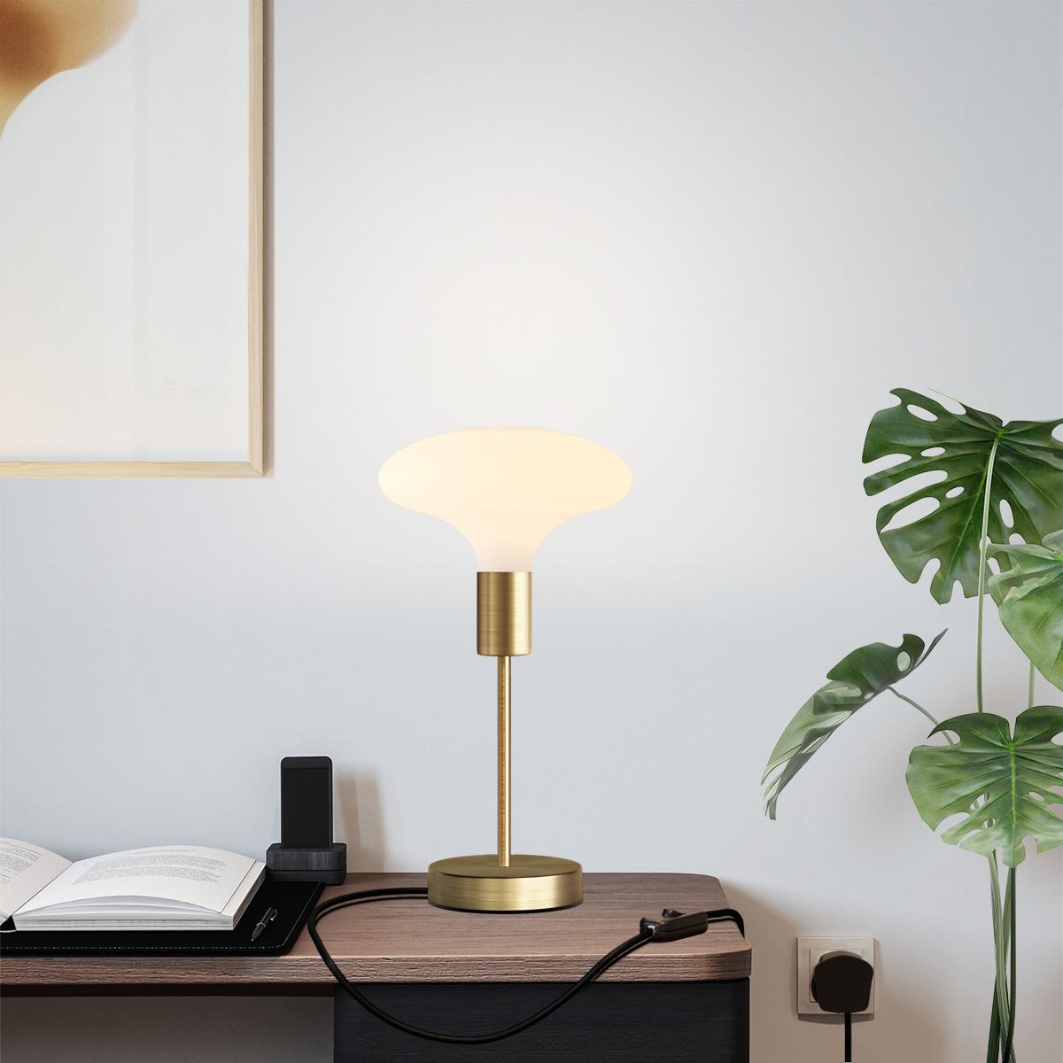 Lampada da tavolo Alzaluce Idra in metallo e spina UK - Bronzo satinato Interruttore