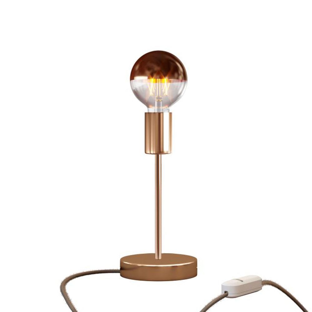Lampada da tavolo Alzaluce Half Cup in metallo e spina UK - Rame Dimmer