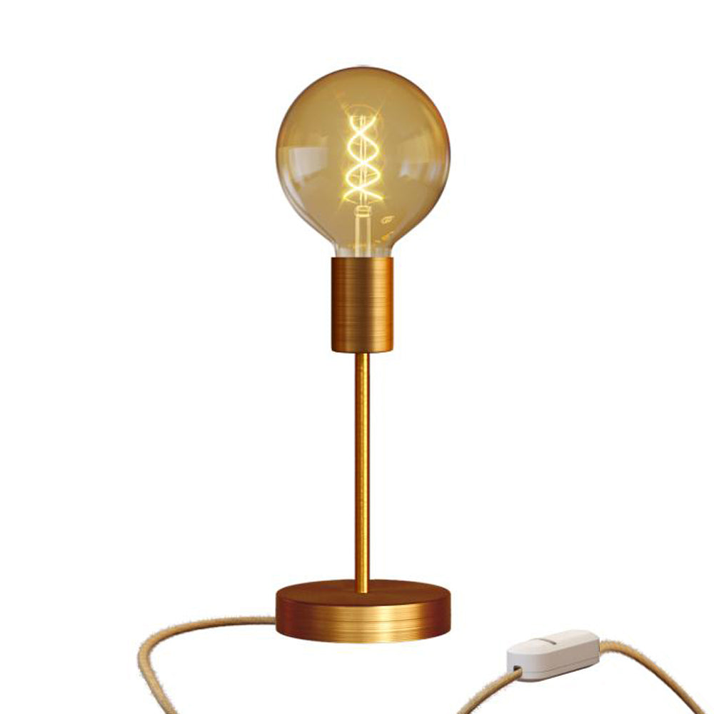 Lampada da tavolo Alzaluce Globo in metallo e spina UK - Rame satinato Dimmer