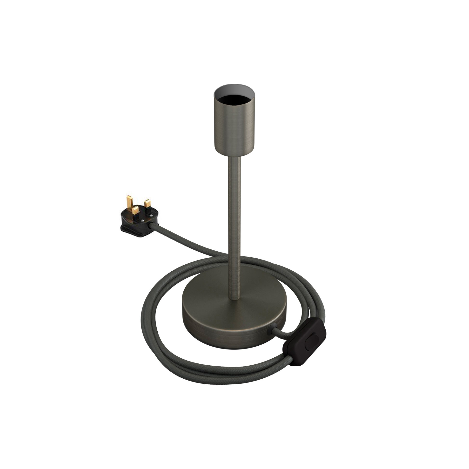 Alzaluce - Lampada da tavolo in metallo e spina UK - Titanio satinato 20 cm