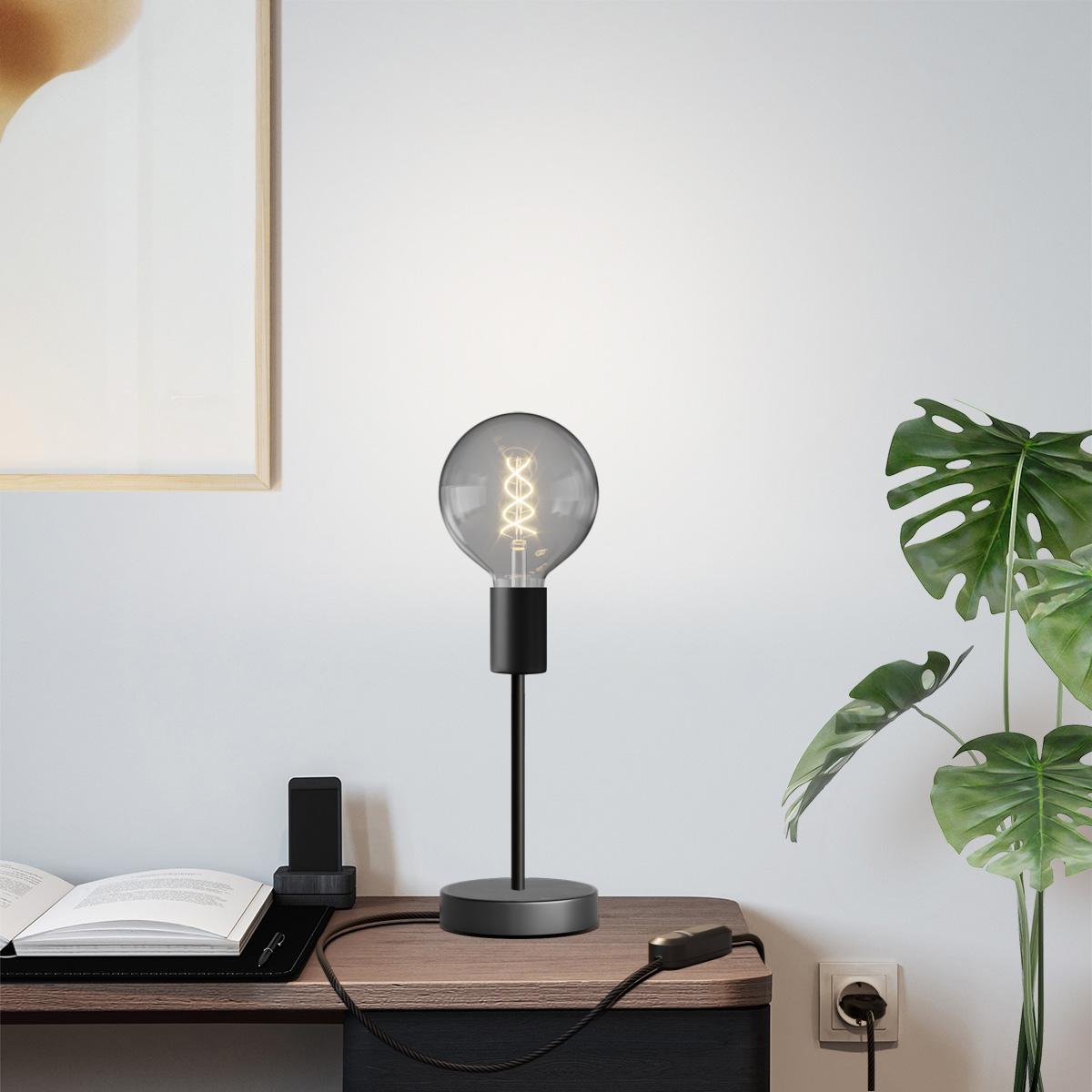 Lampada da tavolo Alzaluce Globo in metallo - Nero Dimmer