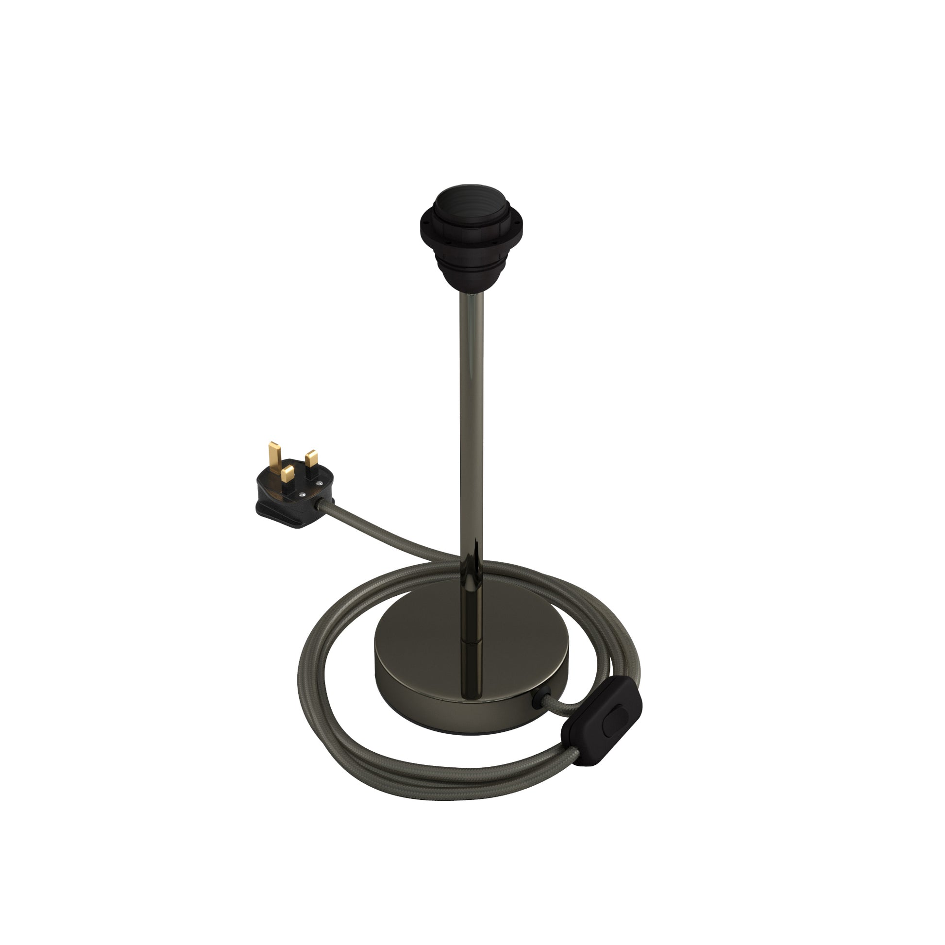 Alzaluce per paralume - Lampada da tavolo in metallo e spina UK - Nero perla 25 cm
