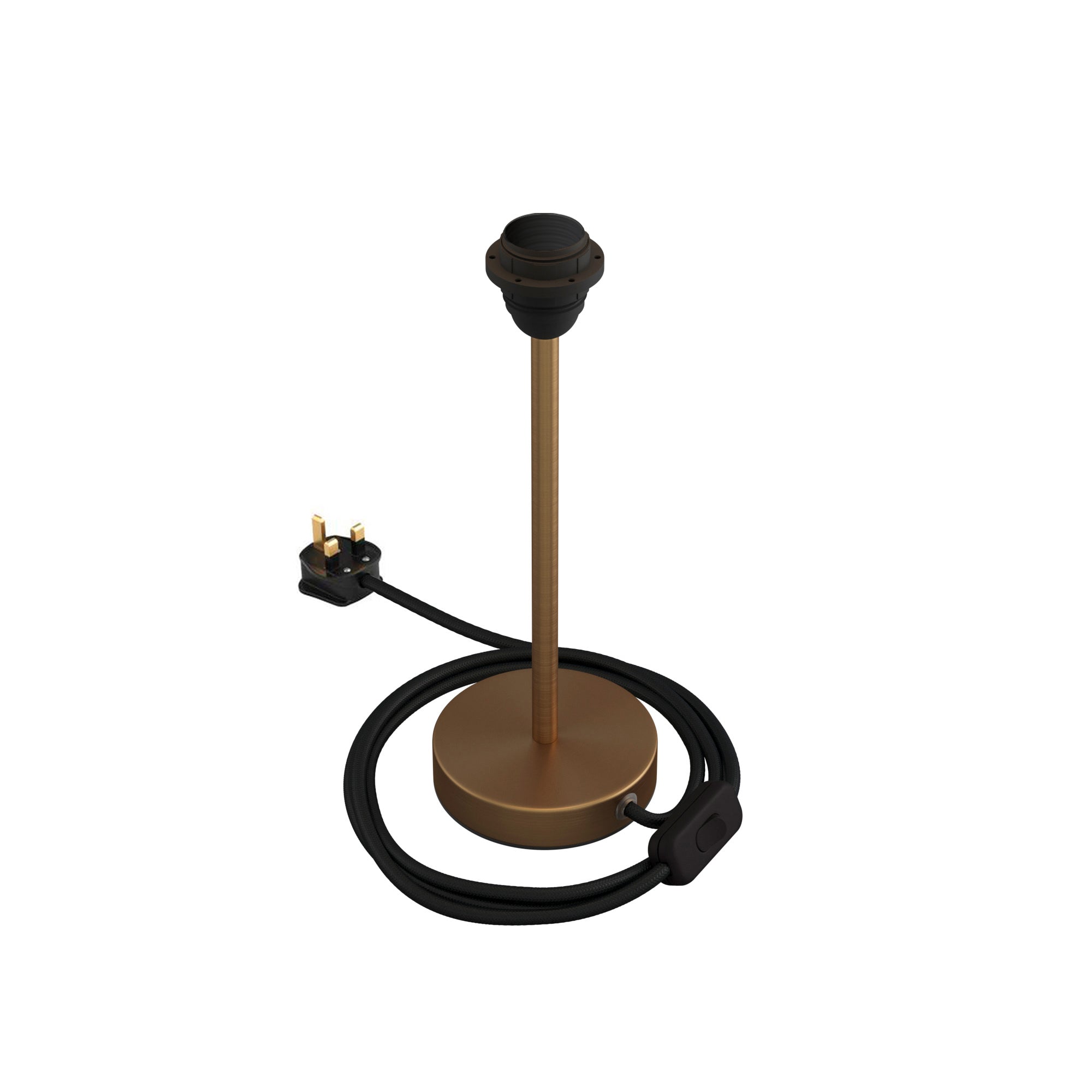 Alzaluce per paralume - Lampada da tavolo in metallo e spina UK - Bronzo satinato 25 cm
