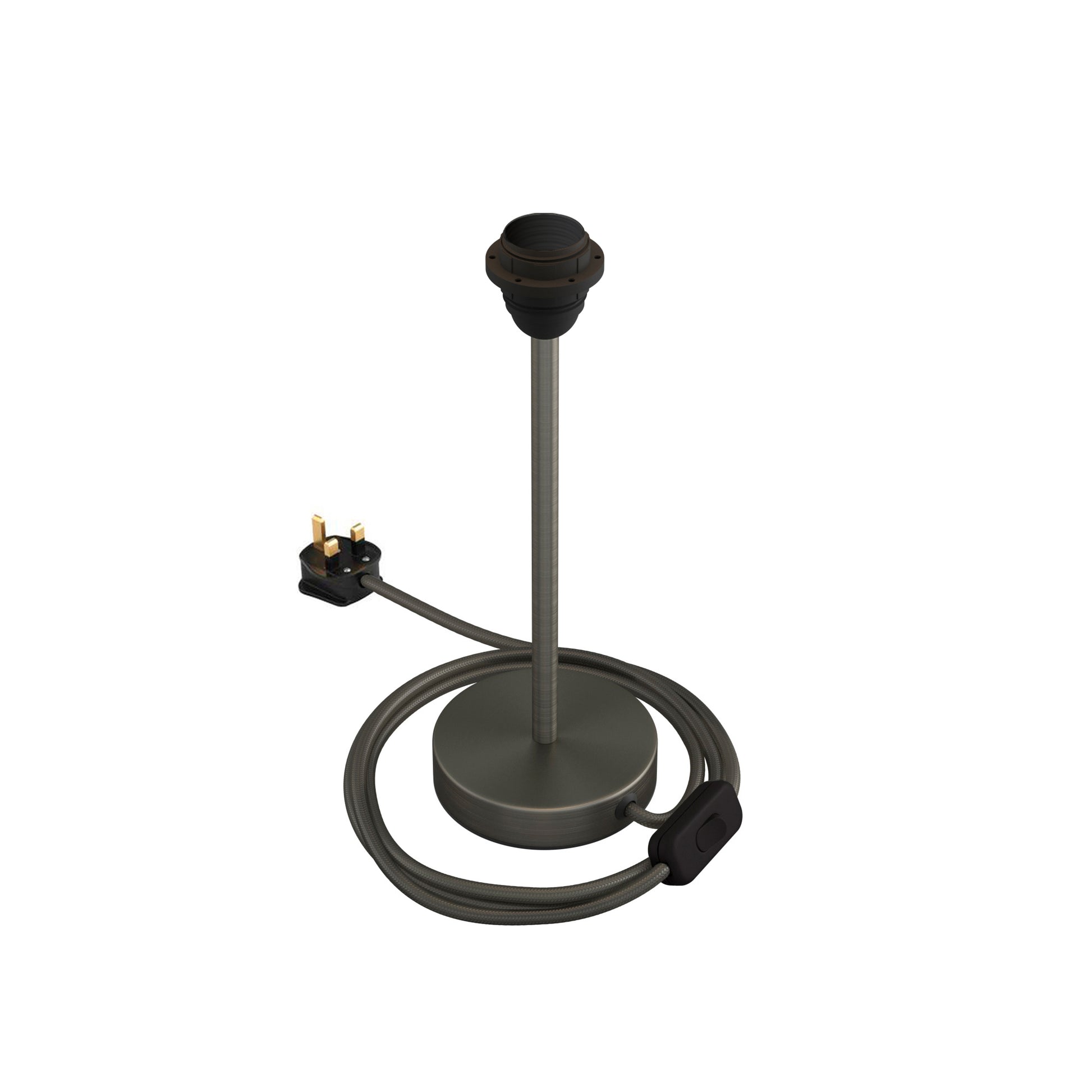 Alzaluce per paralume - Lampada da tavolo in metallo e spina UK - Titanio satinato 25 cm