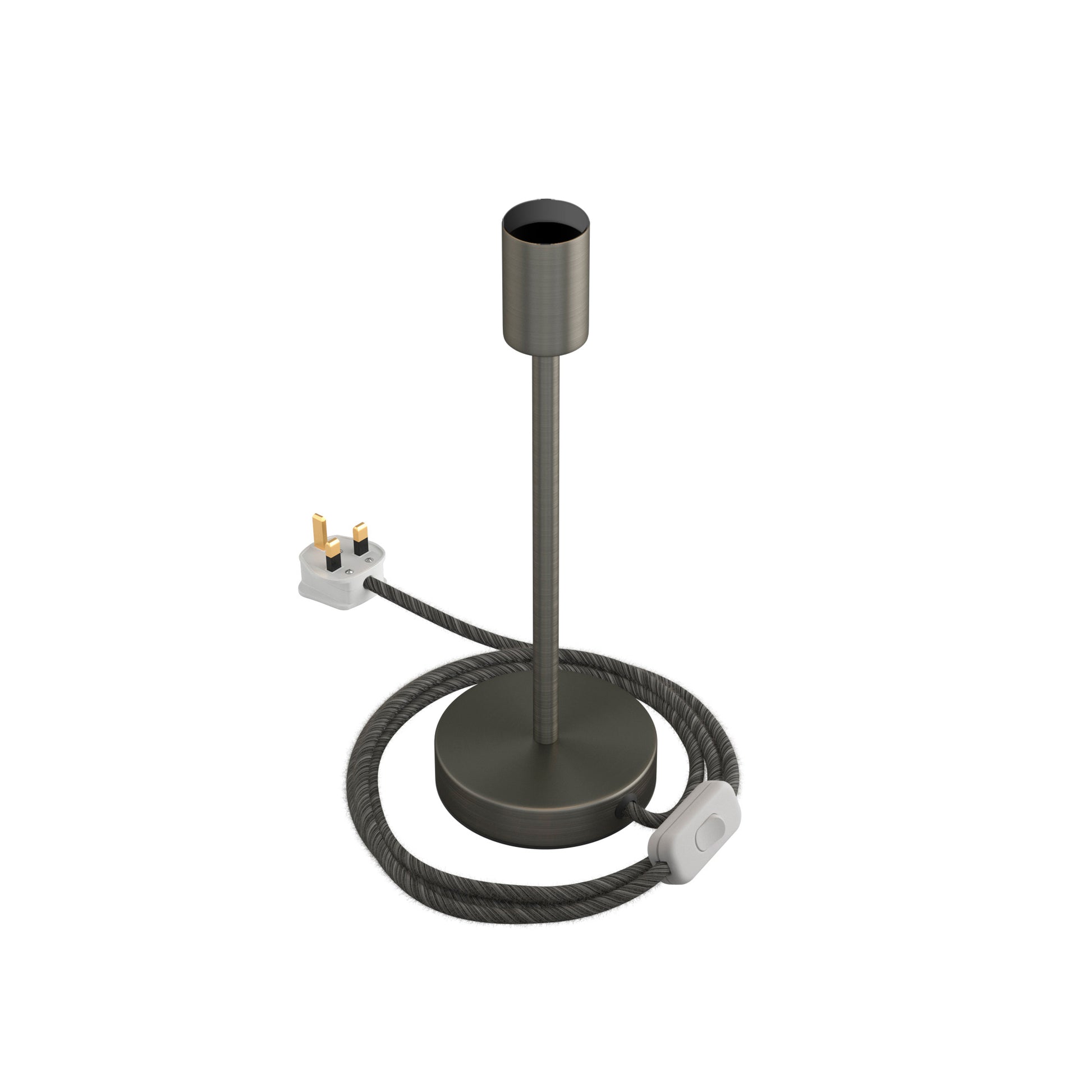 Alzaluce - Lampada da tavolo in metallo e spina UK - Titanio satinato 25 cm